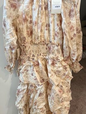 bohme Cream Midi Dress with Blush Floral Print